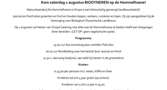 Biodyneren op De Hommelhoeve + Kip-Monoloog